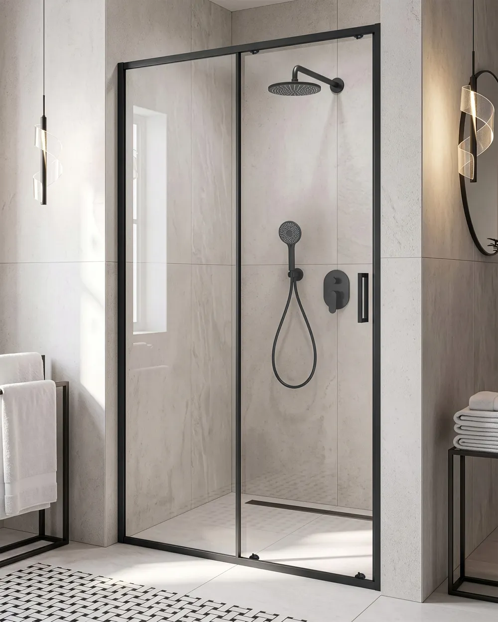 Sliding Shower Door YAURI 1200 x 1900 mm Black_1116549
