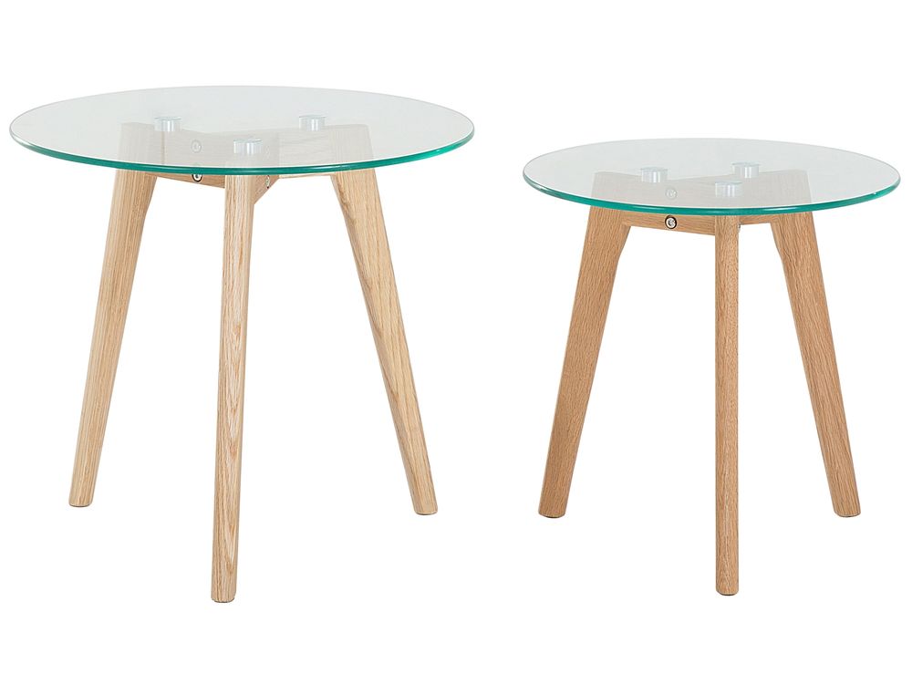 Set of 2 Coffee Tables MISSOURI Glass Transparent
