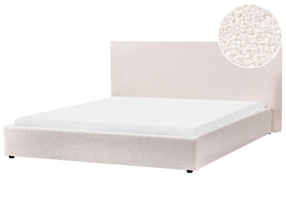 Säng med lamellram Bouclé LAVAUR 180 x 200 cm Off-White
