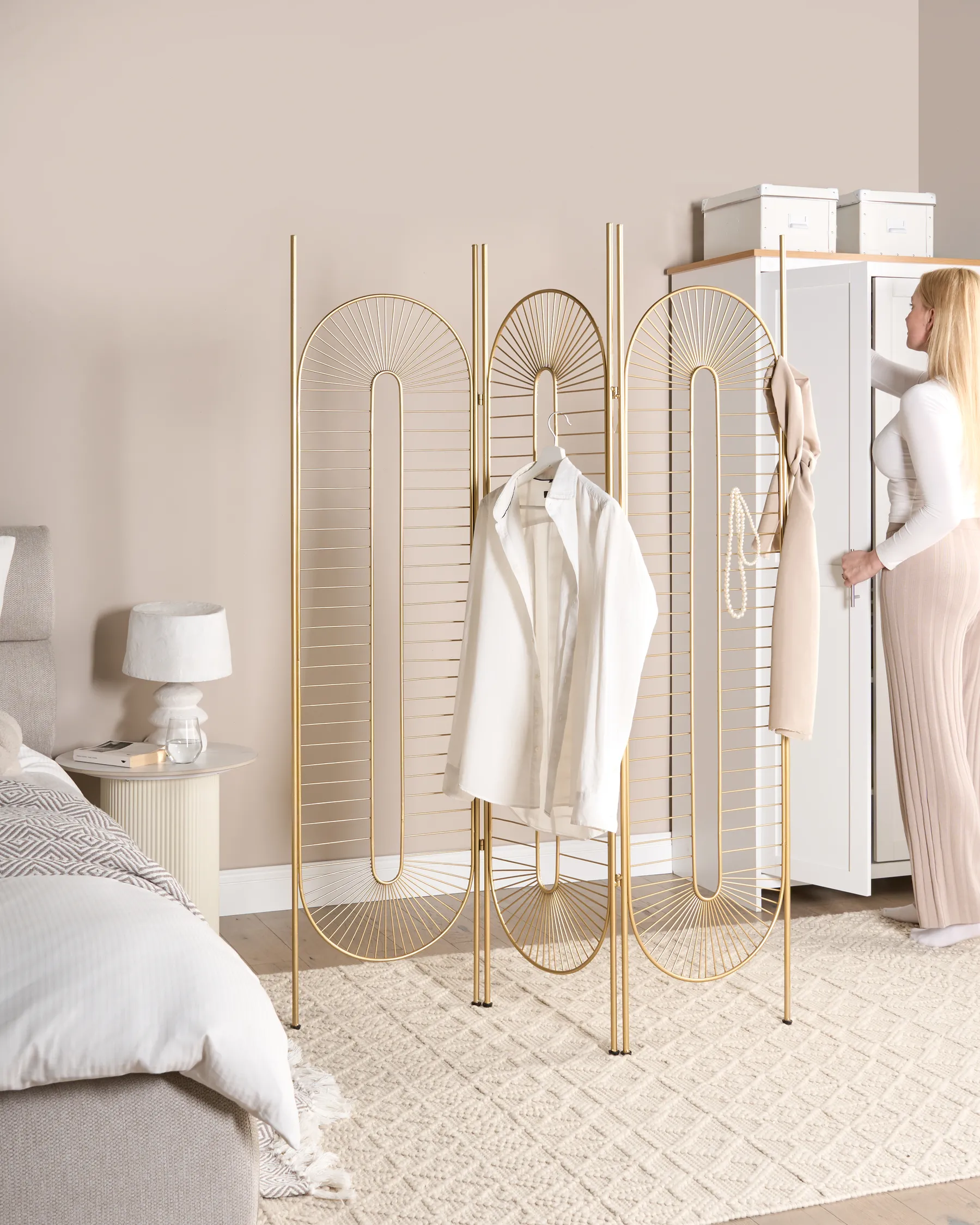 3 Panel Room Divider NOALE 135 cm 170 cm Gold_936131
