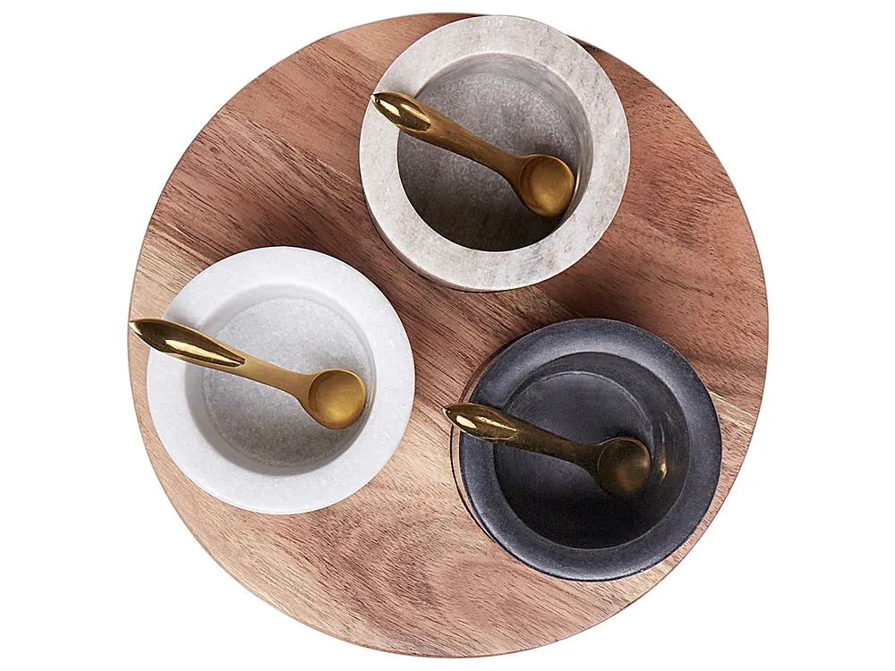 3 Bowl Serving Tray with Teaspoon HERAKLION Stone Multicolour_910654