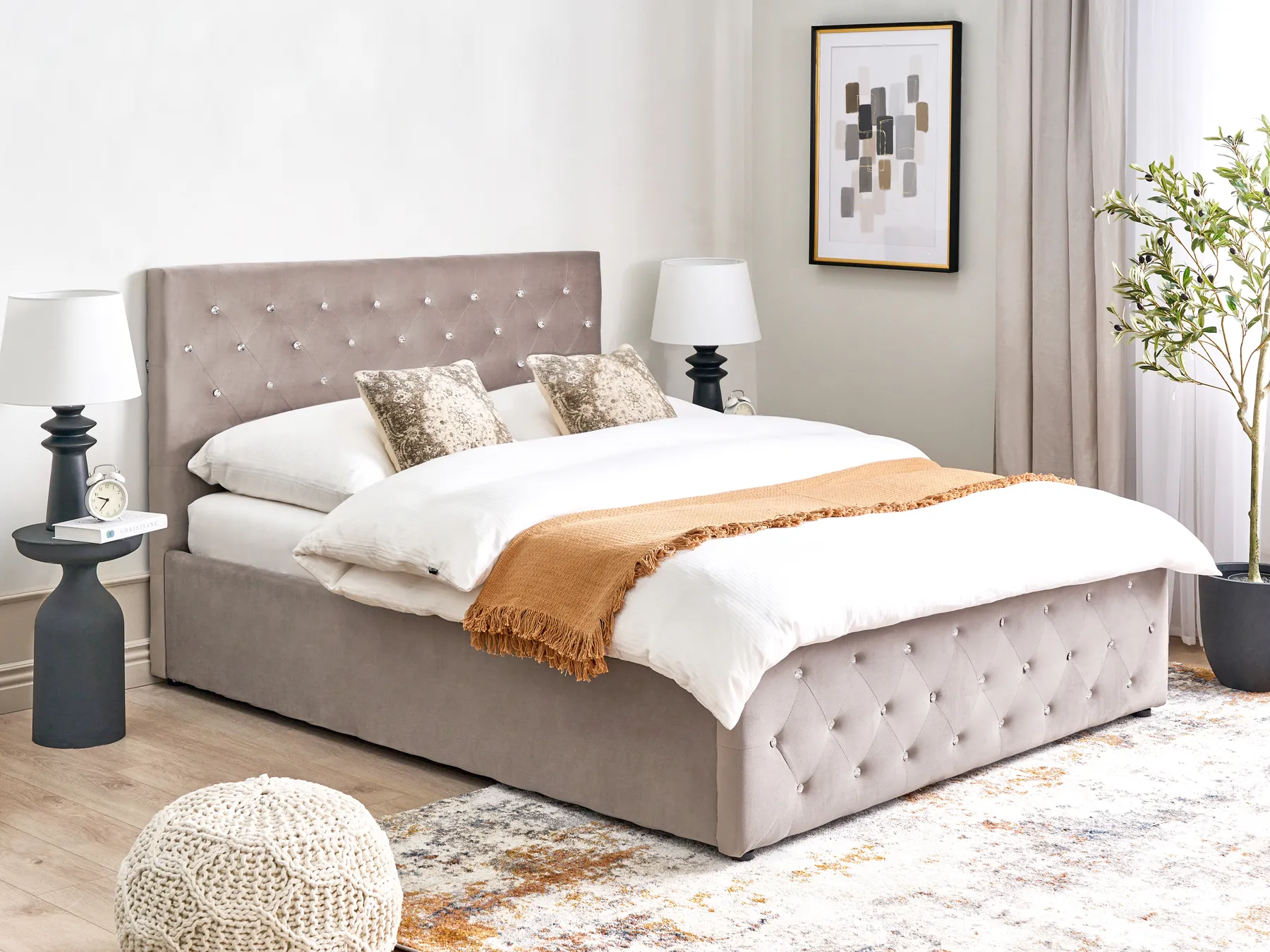 Ottoman Bed AMIENS Velvet Taupe 140 x 200 cm (EU Double)_914330