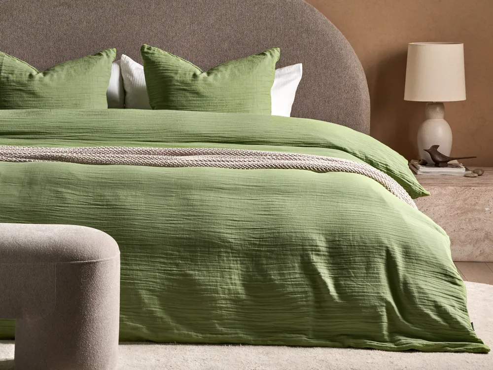 Duvet Cover Set SUMNER 220 x 240 cm Cotton Muslin Green