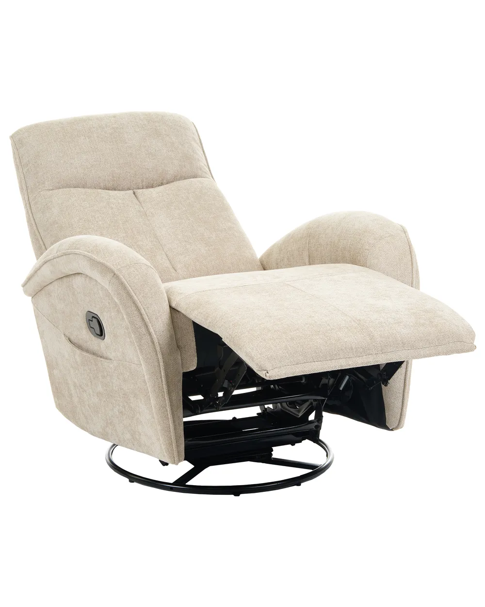 Rocking Recliner Chair DANAE Swivel Chenille Light Beige_1095594