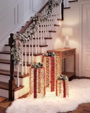 Set med 3 juldekorationer LED KAUSALA 65/55/45 cm Julklappar Brun_1179606