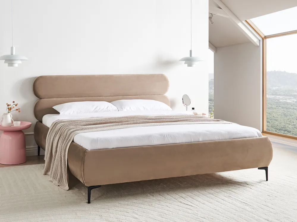 Bed Velvet LESSAY 180 x 200 cm (EU Super King) Taupe