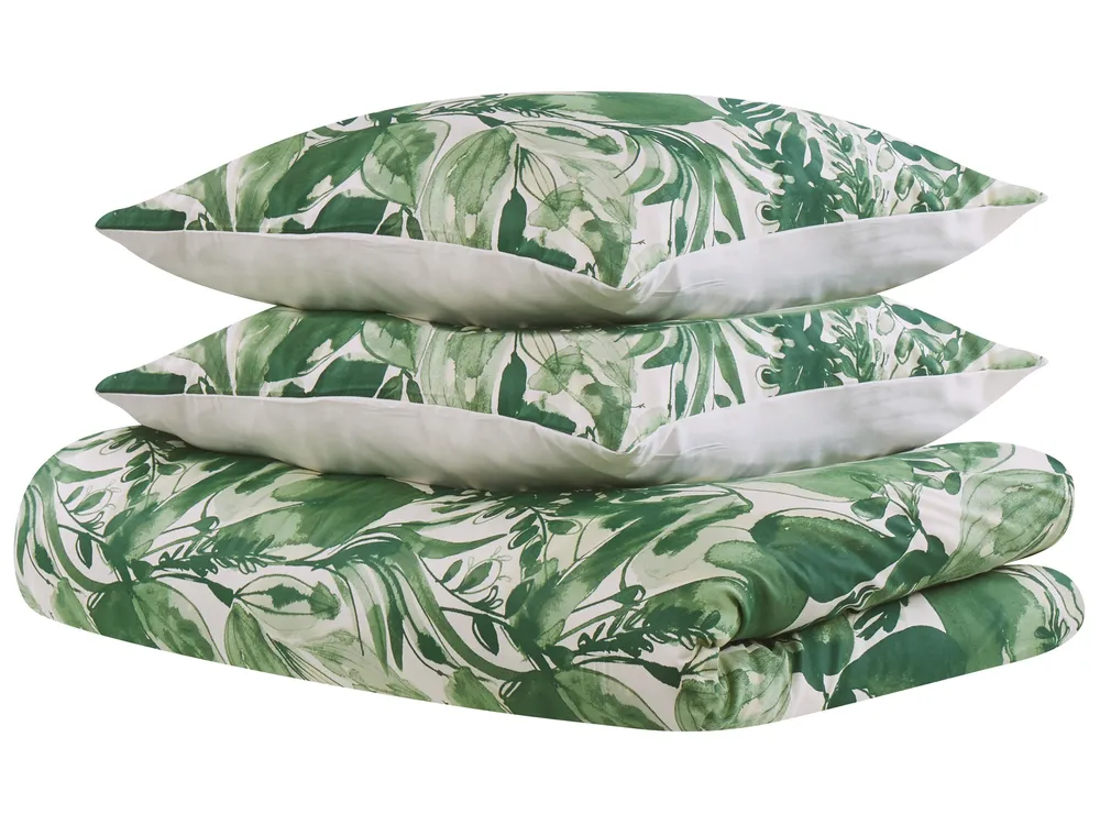 Duvet Cover Set GREENWOOD 155 x 220 cm Sateen Cotton Green_803092
