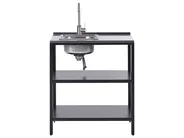 4 Piece Outdoor Kitchen Set with Sink VILAMA Black Metal_872622