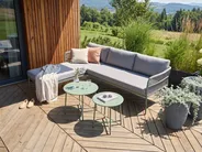 Garden Corner Sofa 3 Seater ONZO with Tables Metal Green Right Hand_1082886