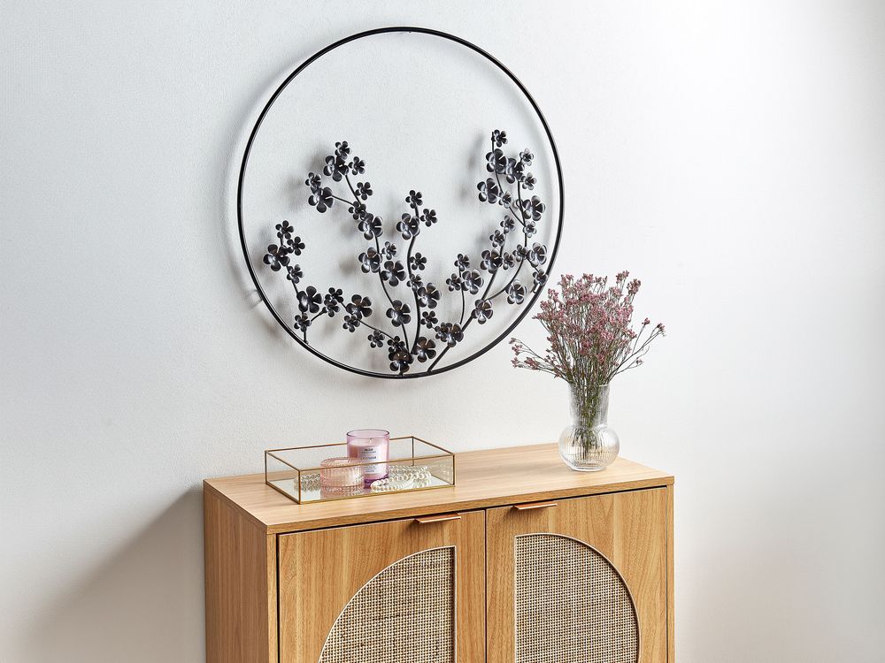 Väggdekoration Blomma STRONTIUM Metall 70 cm Svart