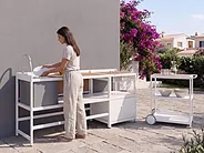 3 Piece Outdoor Kitchen Set with Sink ORTISEI White Metal_1155519