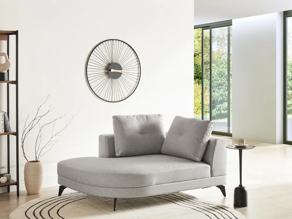 Chaise Longue YURI Faux Linen Grey