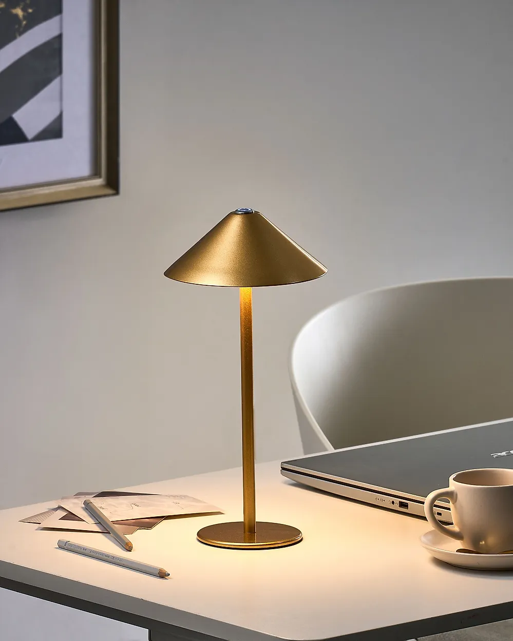 Trådlös LED-bordslampa MODJO med dimmer Metall Guld_1174477