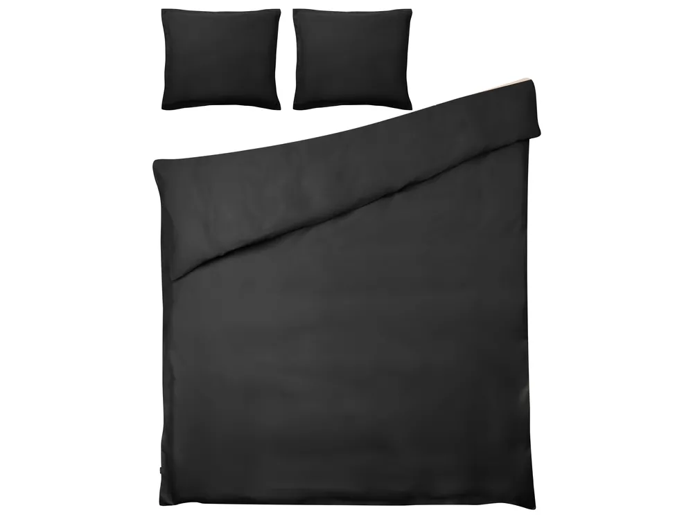 Duvet Cover Set PARKROSE 150 x 200 cm Sateen Cotton Black_1060051