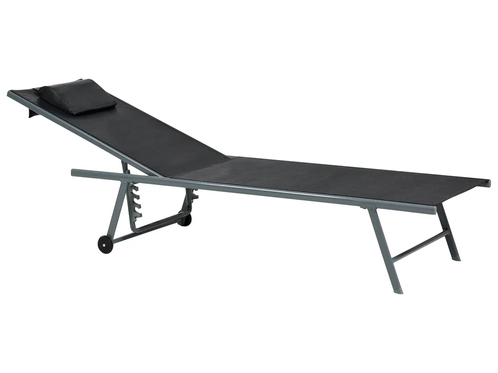 Set of 2 Sun Loungers SORONI Reclining Metal Black_1038142