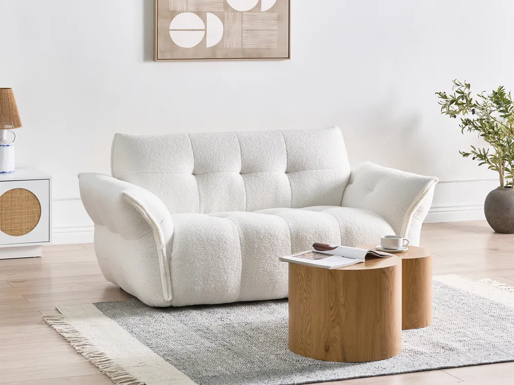 Sofa 2 Seater HALBA Boucle White