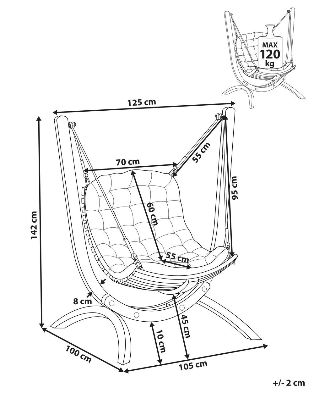 Hammock ALLISTE Lärkträ Brun_967368