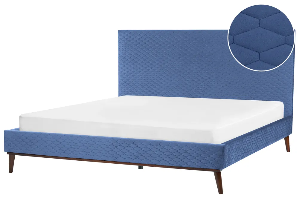 Bed Velvet BAYONNE 180 x 200 cm (EU Super King) Blue