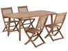 Garden Dining Set 4 Seater PARAGGI Certified Acacia Wood Dark Brown