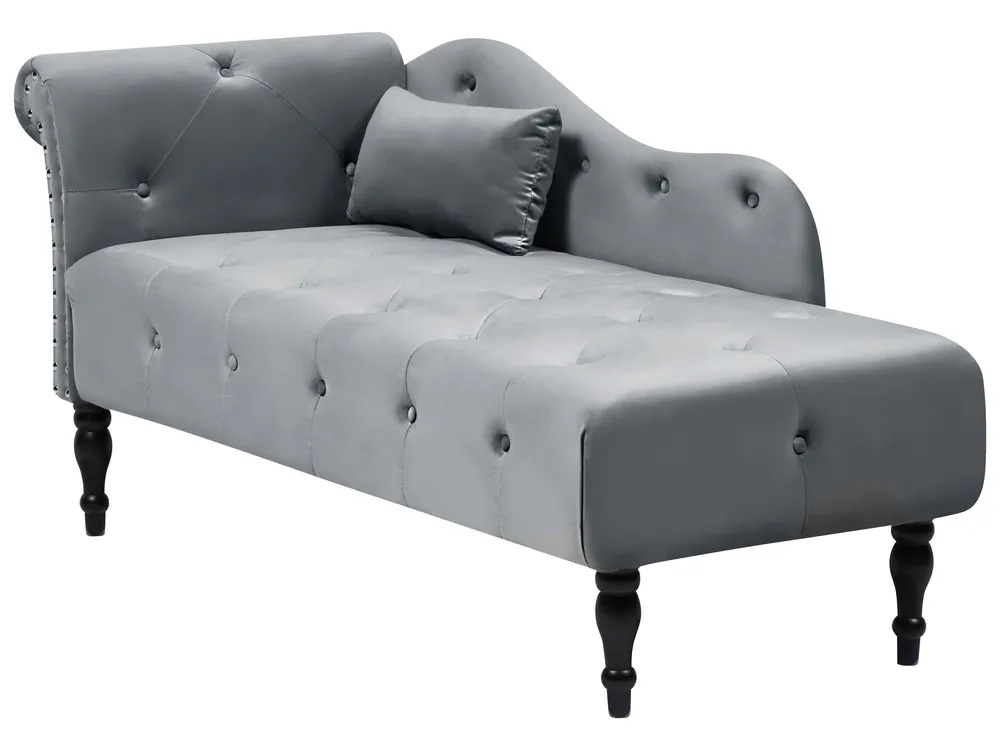 Left-Hand Chaise Longue IVRY Velvet Grey_929063