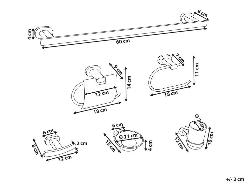6-Piece Bathroom Hardware Set TOCOPILLA with Towel Bars and Hooks Gold_989781