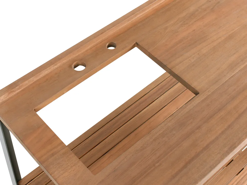 Outdoor Kitchen Island with Sink IVREA Brown/ Silver Certified Acacia Wood_988131