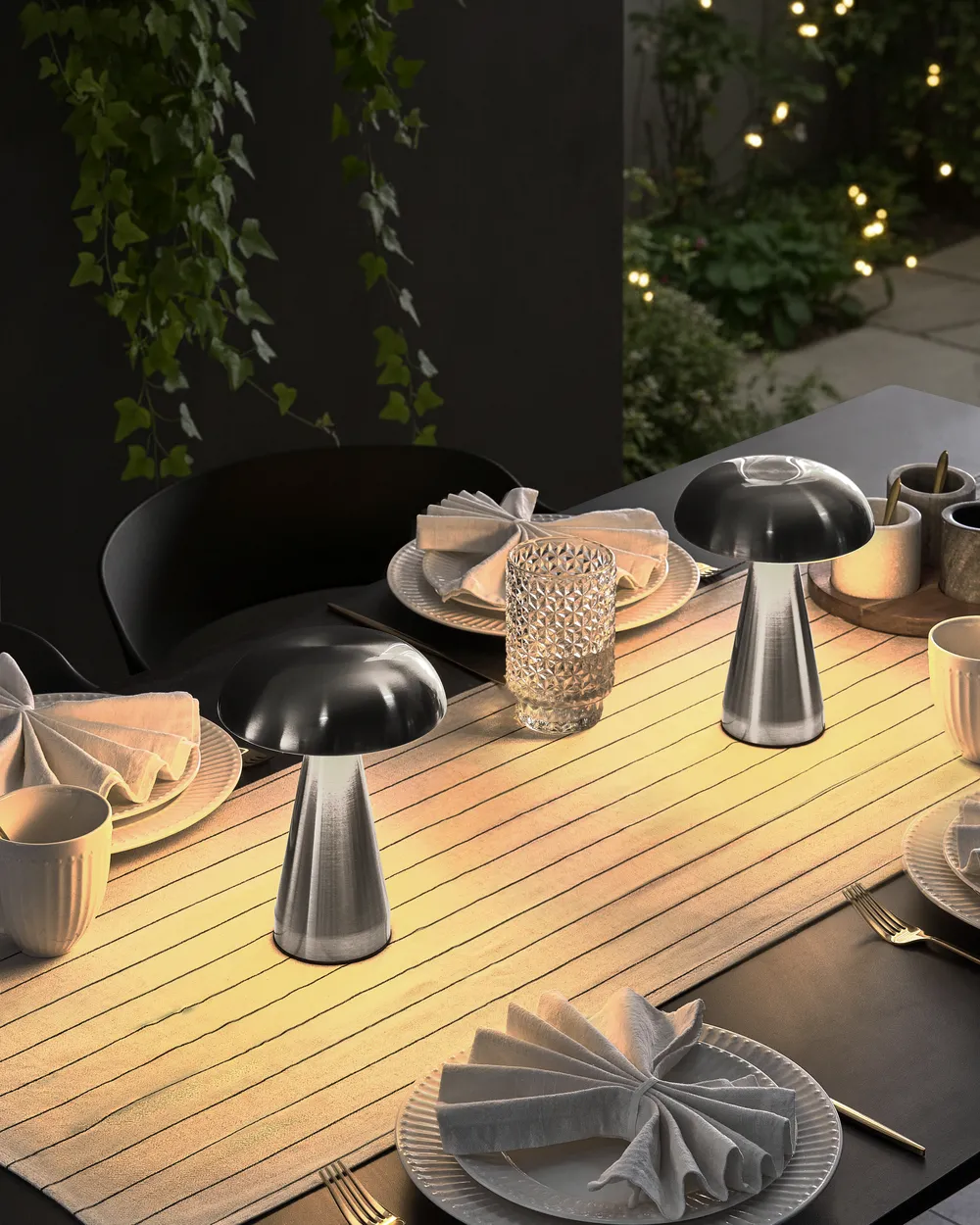 Set of 2 Wireless LED Table Lamp KULFO with Dimmer Metal Silver