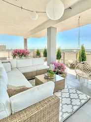 Garden Corner Sofa with Table 6 Seater BELVEDERE PE Rattan White_828688