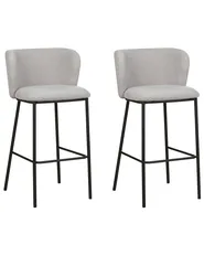 Set of 2 Bar Chairs MINA Boucle Light Grey_887321