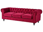 Sofa 3 Seater CHESTERFIELD Velvet Dark Red_1149587