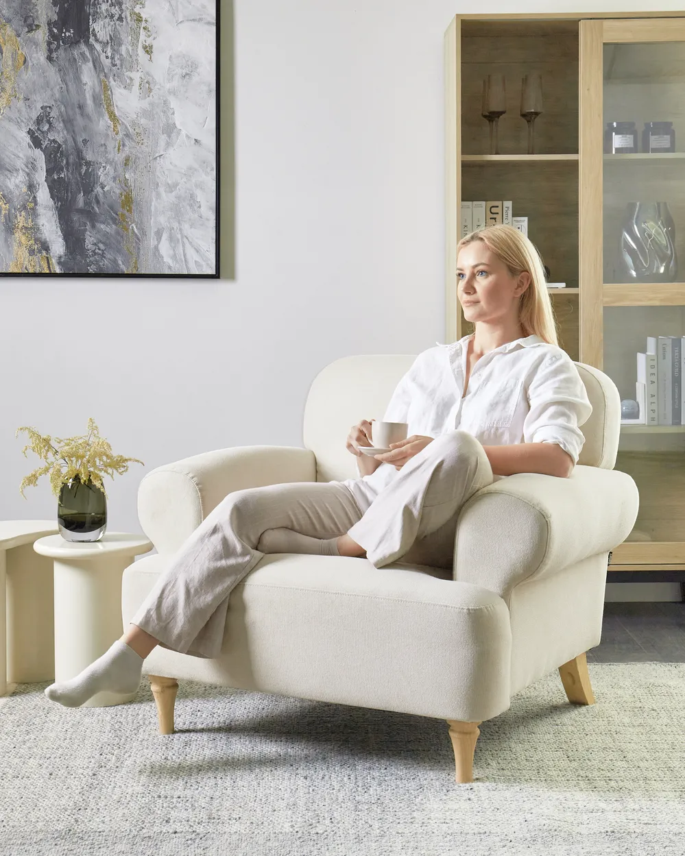 Armchair KIBERG Fabric Light Beige_959709