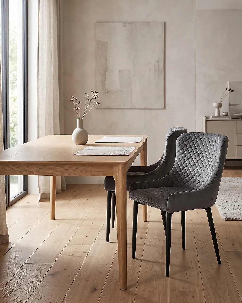 Set med 2 matstolar SOLANO Sammet Grå_1172113