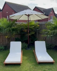 Sun Lounger with Cushion GRANARI Reclining Acacia Wood Brown_1001345