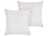 Set of 2 Decorative Cushions PURSLANE 43 x 43 cm Faux Fur White Geometric Pattern