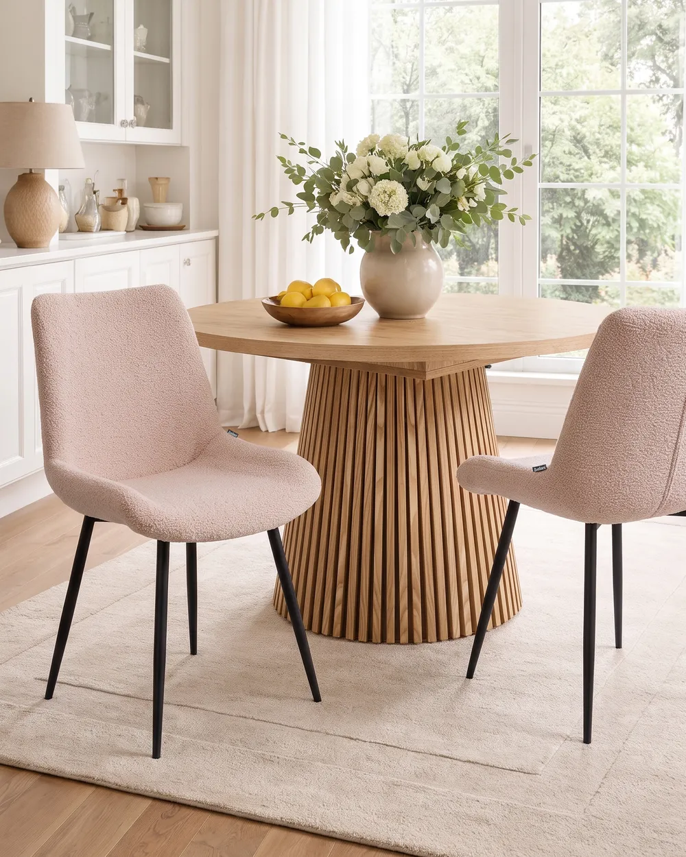 Set of 2 Dining Chairs AVILLA Boucle Beige