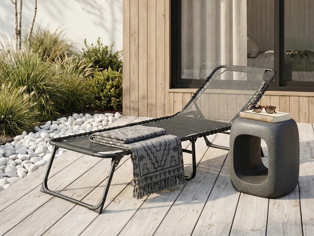 Sun Lounger AMBATO Reclining Metal Black