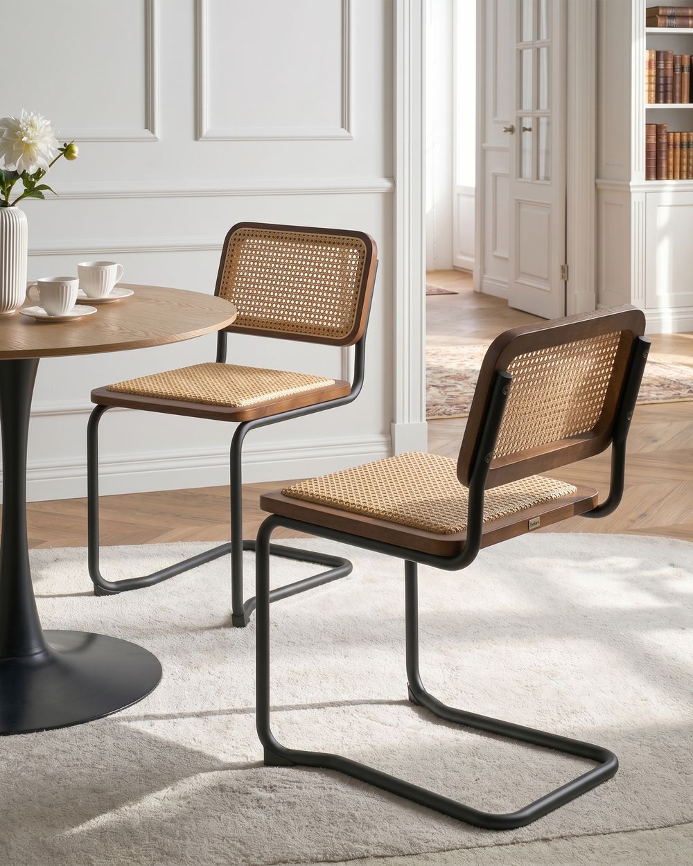 Set of 2 Dining Chairs CORDOVA Rattan Brown