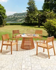 Set of 4 Garden Chairs AGELLO Acacia Wood Brown_1008845
