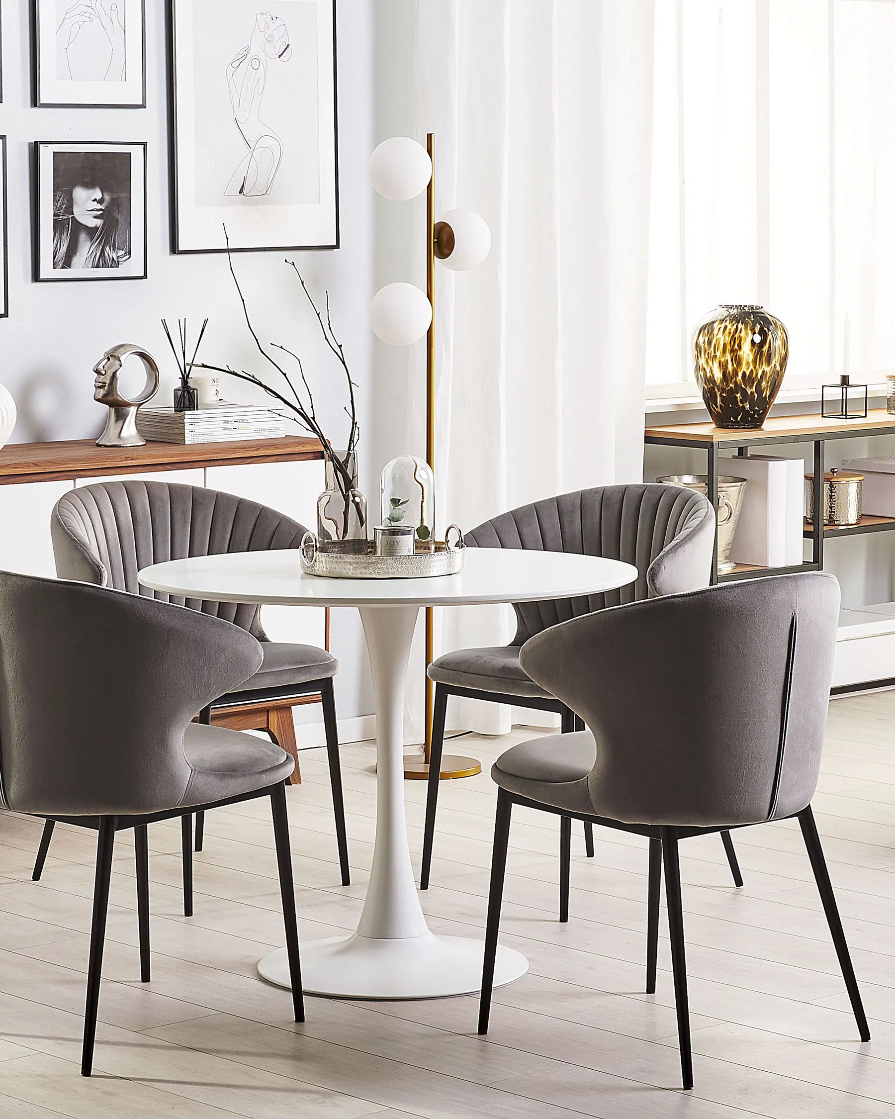 Set of 2 Dining Chairs AUGUSTA Velvet Grey_767643