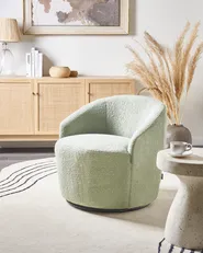 Swivel Armchair DAVIK Boucle Light Green_943670