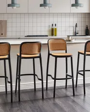 Set of 4 Bar Chairs PLOSE Synthetic Material Beige_935415