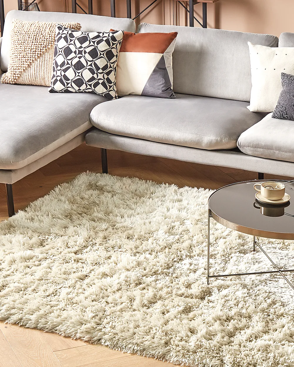 Shaggy Rug CIDE Beige 140 x 200 cm