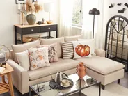 Throw Cushion CUCURBITA 45 x 45 cm Velvet Beige Plant Pattern_830479
