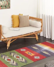 Matta KAMARIS Flerfärgad 80 x 300 cm Kelim Bomull_870058