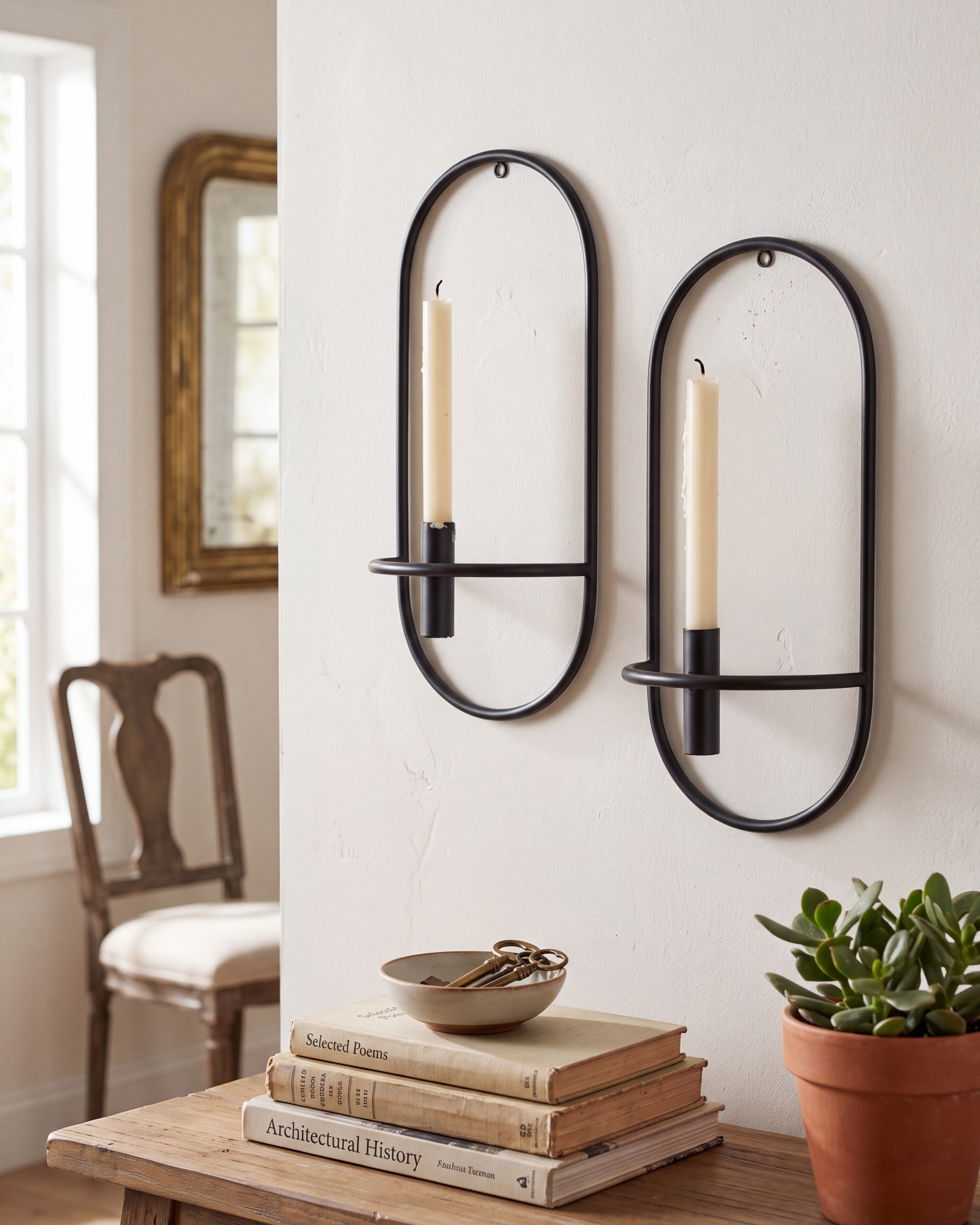 Set med 2 väggljusstakar CAVIANA 38 cm Metall Svart_1175001