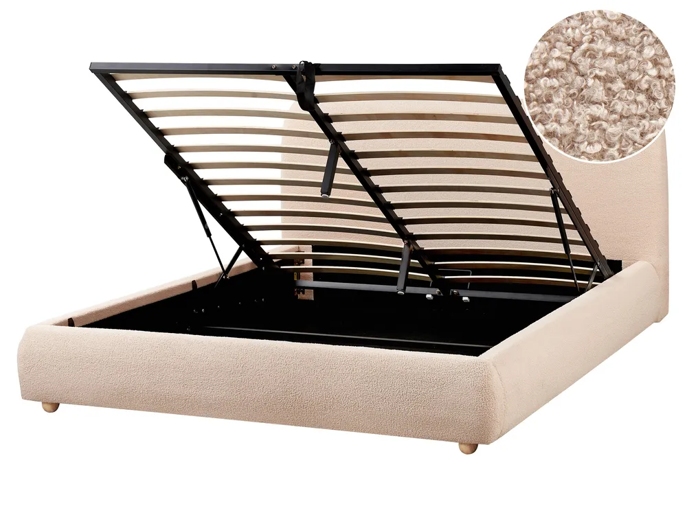 Ottoman Bed BLAGNAC Boucle Beige 160 x 200 cm (EU King Size)