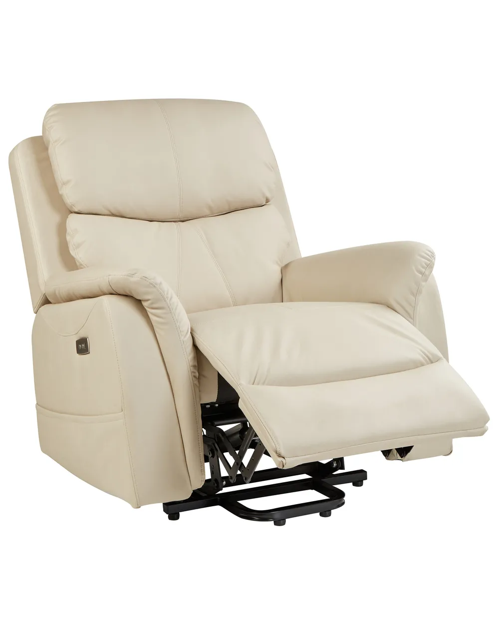 Electric Recliner Chair GLORIE with Massage Fabric Light Beige