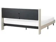 Säng med LED-belysning BEAULIEU Beige 180 x 200 cm med förvaring med USB-port_993564