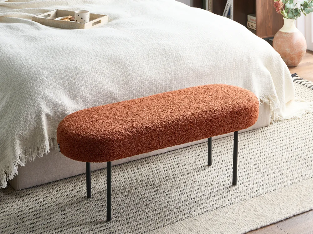 Upholstered Bench WOLFEBORO Boucle Golden Brown