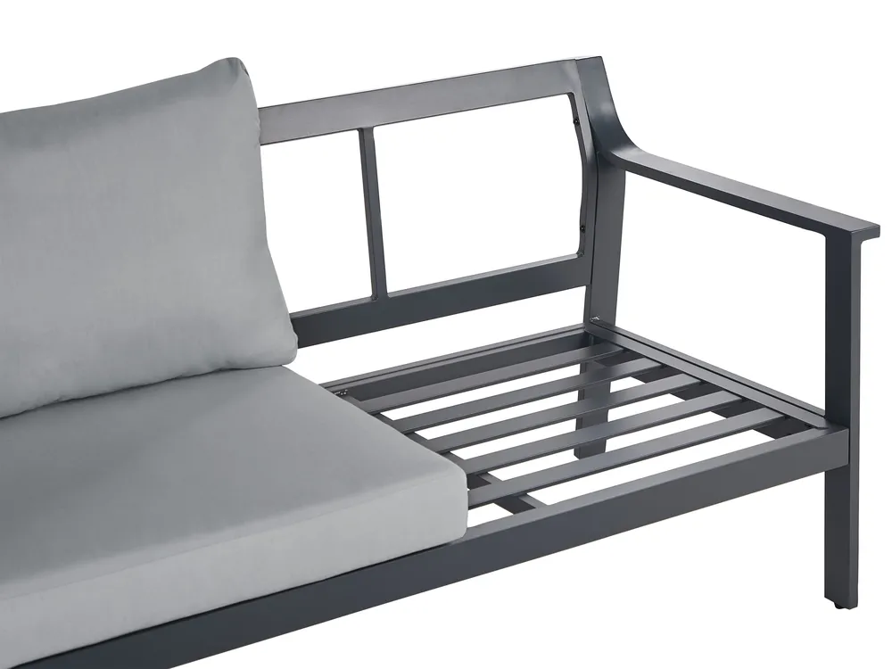 Garden Sofa 3 Seater KIATO Metal Dark Grey_934625